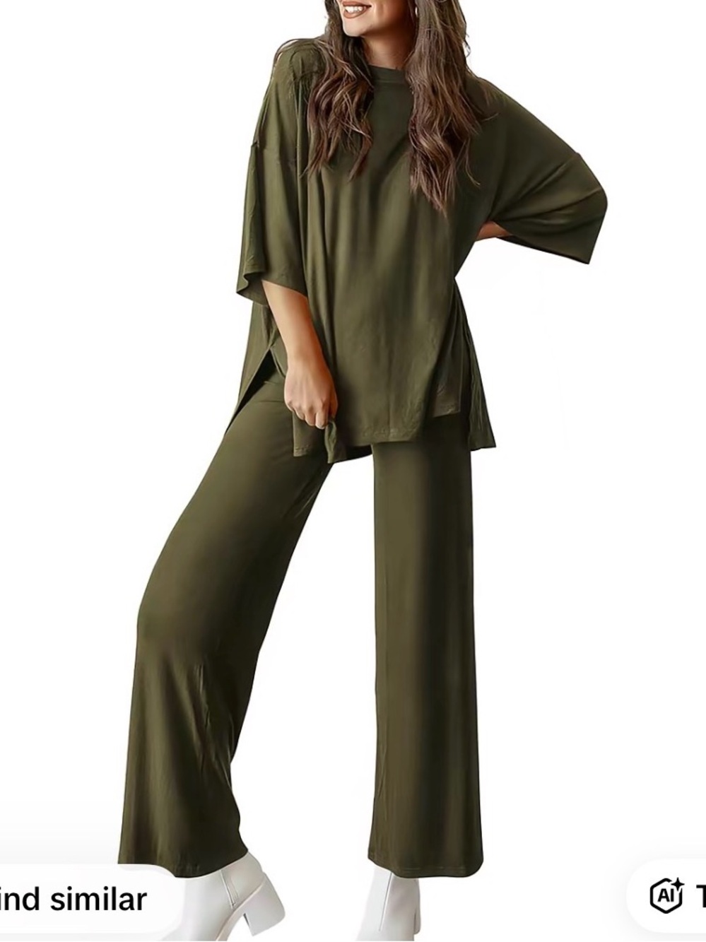 PrettyGarden Army Green 2-Piece Matching Set